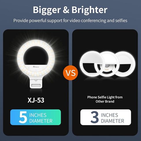 مصباح حلقة سيلفي مطوّر من ميثون، [3 أوضاع للإضاءة] [قابل لإعادة الشحن] مع 80 لمبة LED، قابل للدوران 360 درجة، مسافة مشبك عريضة للغاية، متوافق مع جميع الهواتف والأجهزة اللوحية وأجهزة الكمبيوتر المحمول in Kuwait