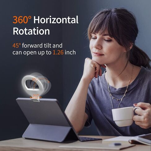 مصباح حلقة سيلفي مطوّر من ميثون، [3 أوضاع للإضاءة] [قابل لإعادة الشحن] مع 80 لمبة LED، قابل للدوران 360 درجة، مسافة مشبك عريضة للغاية، متوافق مع جميع الهواتف والأجهزة اللوحية وأجهزة الكمبيوتر المحمول in Kuwait