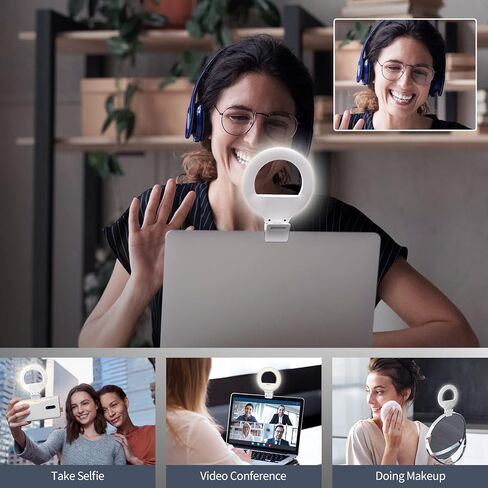 مصباح حلقة سيلفي مطوّر من ميثون، [3 أوضاع للإضاءة] [قابل لإعادة الشحن] مع 80 لمبة LED، قابل للدوران 360 درجة، مسافة مشبك عريضة للغاية، متوافق مع جميع الهواتف والأجهزة اللوحية وأجهزة الكمبيوتر المحمول in Kuwait
