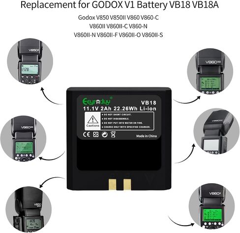 Eeyrnduy VB18 بطارية ليثيوم قابلة للشحن ل Godox V850 V850II V860 V860C V860II V860II-C V860N V860II-N V860II-F V860II-O V860II-S Speedlite Flash in Saudi Arabia
