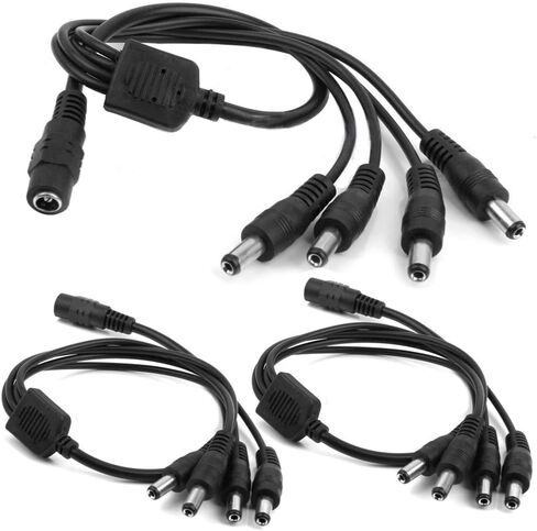 exgoofit 3-Pack DC 1 Female to 4 Male Way Output Power Splitter Cable Y Adapter for CCTV Security Cameras and LED Strip Lights in Saudi Arabia