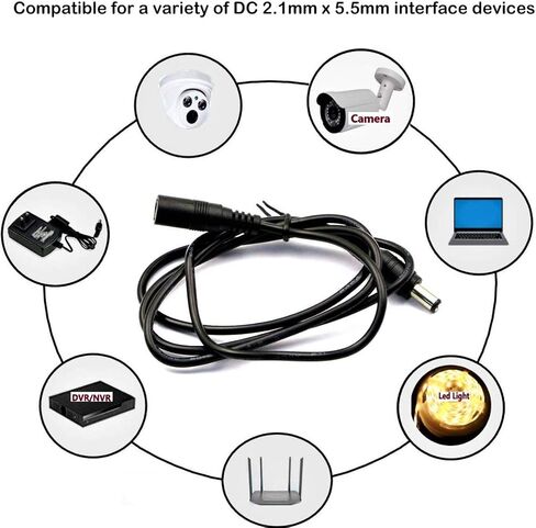 4Pack 2.1mm x 5.5mm Power Extension Cable 10ft (3M), DC 12v Power Adapter Extension Cord, Male to Female Plug Cable for Security Camera, DVR, LED Strip Lights etc in Saudi Arabia