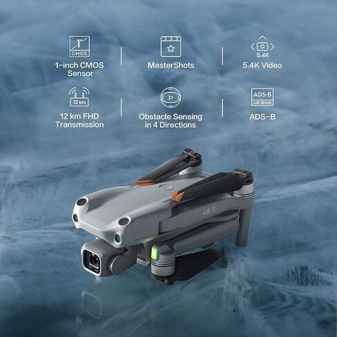 DJI Air 2S Fly More Combo Drone Quadcopter مع فيديو 5.4K، ومستشعر CMOS 1 بوصة، وكاميرا ذات محورين ثلاثي المحاور، وبطارية ثلاثية، وحزمة مرشحات ND مع حقيبة ظهر Deco Gear، ووسادة هبوط وبرامج in Kuwait