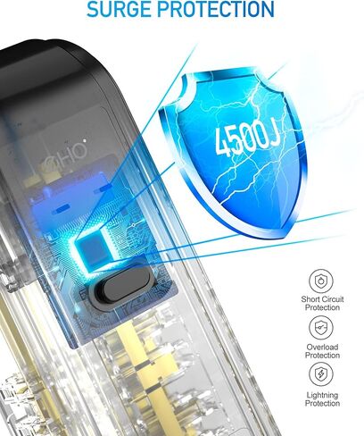 PD 20W USB C Power Strip Surge Protector, 10 Outlets and 3 USB C &3 USB A Ports, 6ft Extension Cord, Overload Protection, Desktop High-Speed Charging Station Power Bar for iPhone 14, 1875W/15A, 4500J in Kuwait