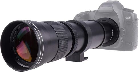 Foto4easy 420-800mm F/8.3-16 Telephoto Zoom Lens with 2 X Teleconverter Lens and T2/T to EOS EF Mount Adapter for Canon EOS Rebel T1i T6 T6i T7i 5D 5DII 5DIII 6D 7D 7DII 70D 77D1200D 1300D Cameras in Saudi Arabia