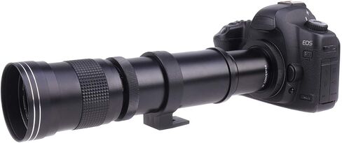 Foto4easy 420-800mm F/8.3-16 Telephoto Zoom Lens with 2 X Teleconverter Lens and T2/T to EOS EF Mount Adapter for Canon EOS Rebel T1i T6 T6i T7i 5D 5DII 5DIII 6D 7D 7DII 70D 77D1200D 1300D Cameras in Saudi Arabia