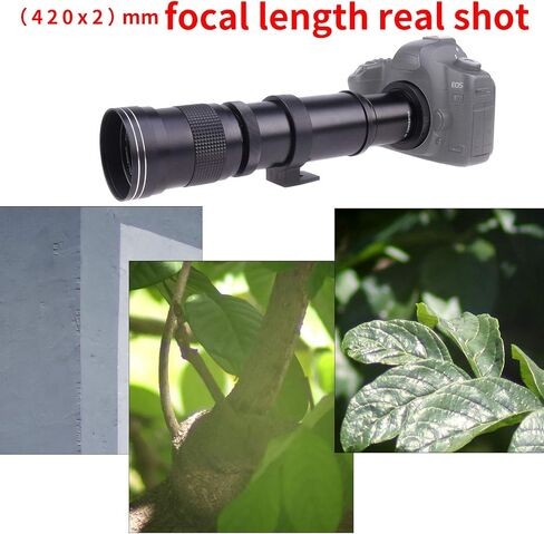 Foto4easy 420-800mm F/8.3-16 Telephoto Zoom Lens with 2 X Teleconverter Lens and T2/T to EOS EF Mount Adapter for Canon EOS Rebel T1i T6 T6i T7i 5D 5DII 5DIII 6D 7D 7DII 70D 77D1200D 1300D Cameras in Saudi Arabia