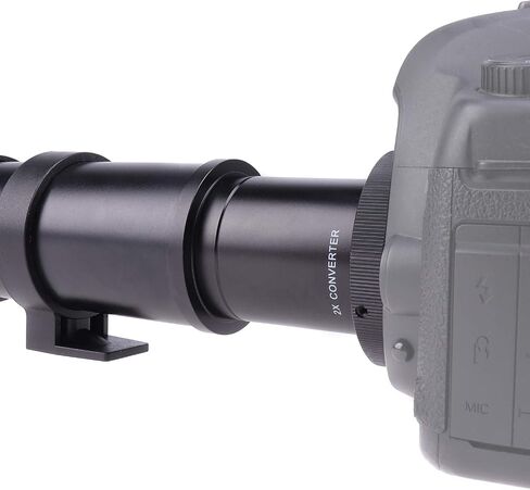 Foto4easy 420-800mm F/8.3-16 Telephoto Zoom Lens with 2 X Teleconverter Lens and T2/T to EOS EF Mount Adapter for Canon EOS Rebel T1i T6 T6i T7i 5D 5DII 5DIII 6D 7D 7DII 70D 77D1200D 1300D Cameras in Saudi Arabia