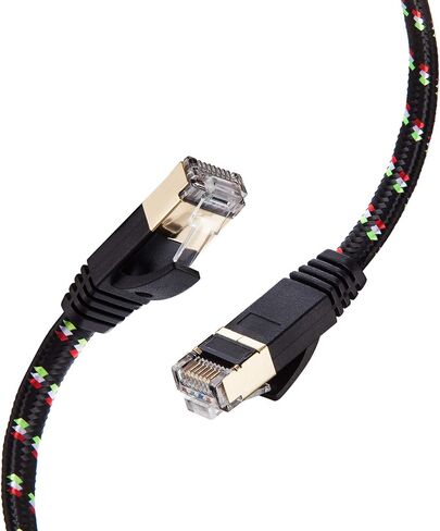 كابل إيثرنت SNANSHI Cat 7 بطول 30 قدم من النايلون المضفر Cat7 لشبكة الإنترنت المسطحة LAN كبل تصحيح SSTP محمي مطلي بالذهب كابل تصحيح شبكة إيثرنت للمودم وجهاز التوجيه والطابعة والكمبيوتر وPS4 وXobx in Kuwait