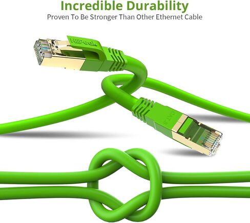 Cat8 Ethernet Cable 75FT, Indoor&Outdoor, Heavy Duty High Speed 26AWG Cat8 Network LAN Cable 2000Mhz, 40Gbps with Gold Plated RJ45 Connector, Weatherproof S/FTP UV Resistant for Router,Modem,PC Green in Kuwait