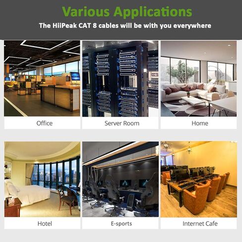 Cat8 Ethernet Cable 75FT, Indoor&Outdoor, Heavy Duty High Speed 26AWG Cat8 Network LAN Cable 2000Mhz, 40Gbps with Gold Plated RJ45 Connector, Weatherproof S/FTP UV Resistant for Router,Modem,PC Green in Kuwait