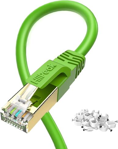 Cat8 Ethernet Cable 75FT, Indoor&Outdoor, Heavy Duty High Speed 26AWG Cat8 Network LAN Cable 2000Mhz, 40Gbps with Gold Plated RJ45 Connector, Weatherproof S/FTP UV Resistant for Router,Modem,PC Green in Kuwait