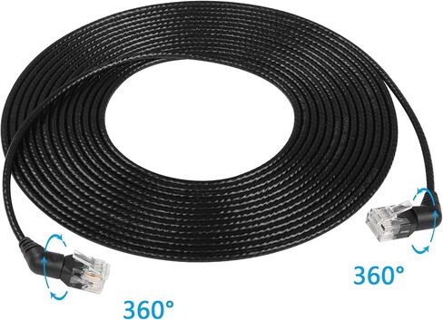 SinLoon 360° Rotation CAT6A Ethernet Cable,Right Angle High Speed 10Gbps 500Mhz Network Cord, Soft Nylon Net LAN Super Light Cord,UTP Shielded Twisted Pair for PC,Router,Modem,Printer (0.5M/1.64FT) in Kuwait