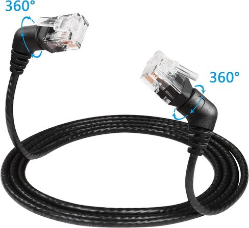 SinLoon 360° Rotation CAT6A Ethernet Cable,Right Angle High Speed 10Gbps 500Mhz Network Cord, Soft Nylon Net LAN Super Light Cord,UTP Shielded Twisted Pair for PC,Router,Modem,Printer (0.5M/1.64FT) in Kuwait