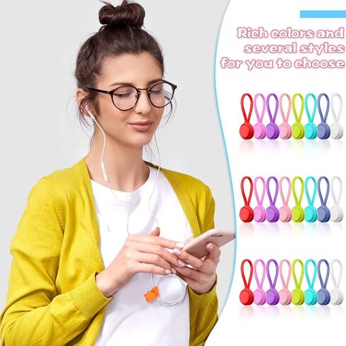 32 Pcs Magnetic Cable Ties 4 Inch Silicone Cable Management Ties Magnet Cord Ties Reusable Cord Clips for Bundling, Organizing, Holding Cable Wire Cord to Fridge Home Car Office, Simple Style in Kuwait