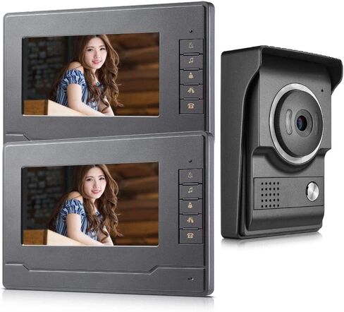 Video Intercom System, Wired 7 Inches Monitor Video doorphone Doorbell System,Video Door Phone HD Camera Kits Support Unlock, Monitoring, Dual-Way Intercom for Villa House Office Apartment in Saudi Arabia