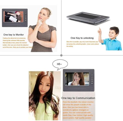 Video Intercom System, Wired 7 Inches Monitor Video doorphone Doorbell System,Video Door Phone HD Camera Kits Support Unlock, Monitoring, Dual-Way Intercom for Villa House Office Apartment in Saudi Arabia
