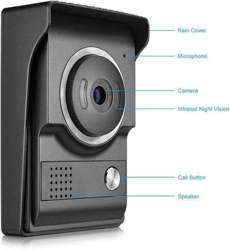 Video Intercom System, Wired 7 Inches Monitor Video doorphone Doorbell System,Video Door Phone HD Camera Kits Support Unlock, Monitoring, Dual-Way Intercom for Villa House Office Apartment in Saudi Arabia