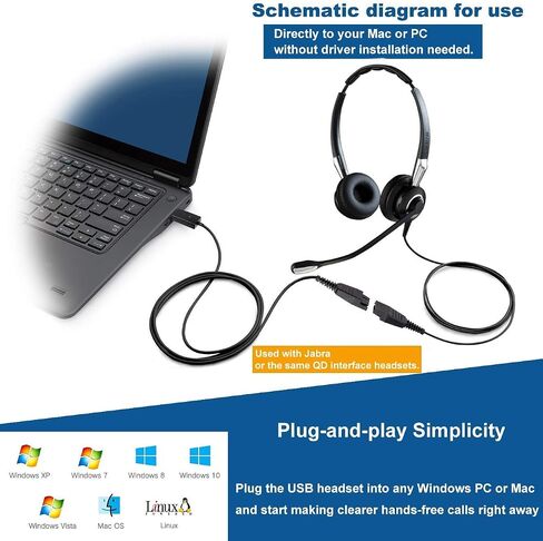 VoiceJoy USB-Y QD Training Cable Compatible with Jabra QD Headsets in Saudi Arabia