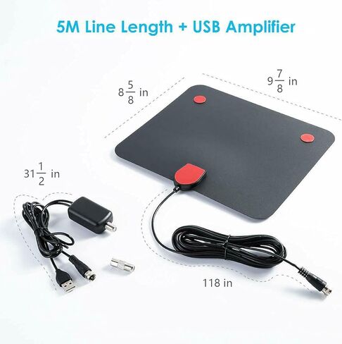 TV Antenna Indoor Digital 4K 1080p Signal Booster 50-80 Mile Range Black in Kuwait