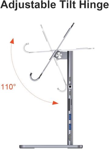 حامل iPad مغناطيسي Qwiizlab مع موزع USB C لجهاز iPad Pro 12.9 بوصة الجيل الثالث/الرابع/الخامس/السادس، دوران 360 درجة، إمالة 80 درجة، قارئات البطاقات، 4K@60 هرتز HDMI، 5 جيجابت في الثانية USB، 60 وات PD، صوت 3.5 مم (مساحة) رمادي) in Kuwait