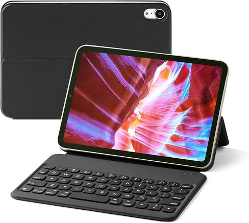 حافظة ESSAGER iPad Mini 6 مع لوحة مفاتيح (8.3 بوصة، 2021)، حافظة لوحة مفاتيح مغناطيسية، لوحة مفاتيح لاسلكية، حامل ناتئ عائم، رفيع وخفيف لجهاز iPad Mini 6th Gen 8.3 بوصة (2021) (أسود) in Kuwait