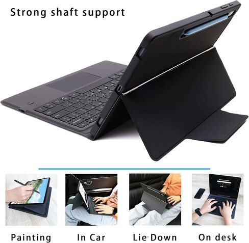 حافظة لوحة المفاتيح لجهاز سامسونج جالاكسي تاب S8 بلس/S7 FE/S7 بلس 12.4 بوصة - غطاء لوحي قابل للطي للوحة المفاتيح اللاسلكية الذكية التي تعمل باللمس - لوحة مفاتيح بإضاءة خلفية مع مسند لجهاز تاب S8+ / S7 FE/ S7+ أسود in Kuwait