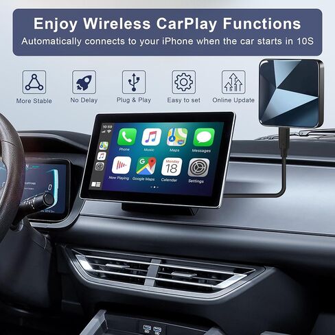 Wireless CarPlay Adapter Dongle for iPhone - Wireless Dongle for Factory Wired CarPlay Cars from 2017, Fit for USB C and A, Plug and Play, Auto Connection in Saudi Arabia