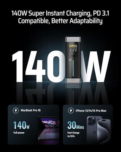 CUKTECH 20 Power Bank, 25,000mAh 210W Total Output Portable Charger with 3 Ports, Smart Charging Status TFT Display for iPhone 15/14 Series, Samsung, MacBook, Dell, Tablet, Laptops, AirPods and More in Saudi Arabia