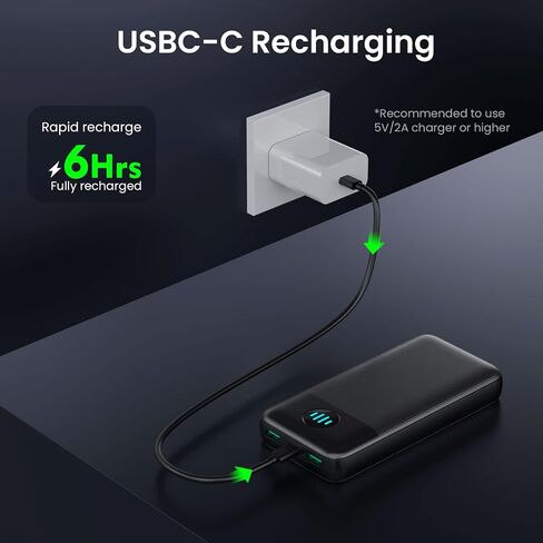 شاحن محمول Yacikos بقدرة 33800 مللي أمبير في الساعة، PD 3.0A USB-C لإدخال وإخراج بنك الطاقة، 3 مخارج شاحن احتياطي لحزمة البطارية متوافق مع iPhone 14/13، Android، Samsung Galaxy، Nexus، Google LG OnePlus والمزيد in Kuwait