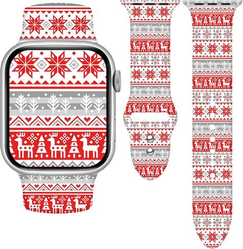 Holidays Watch Band Compatible with Apple Watch 38mm 40mm 41mm 42mm 44mm 45mm 49mm for Women Men, Stylish Funny Xmas Printed Replacement Strap for iWatch Ultra SE 9 8 7 6 5 4 3, M/L in Kuwait