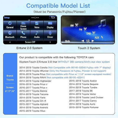 AUTOabc Wireless Carplay/Android Auto محول لتويوتا مع Entune2.0 2014 2015 2016 2017 2018 2019 يناسب تندرا/هايلاندر/RAV4/تاكوما/كامري/كورولا/أفالون/بريوس/CH-R/سيينا in Kuwait