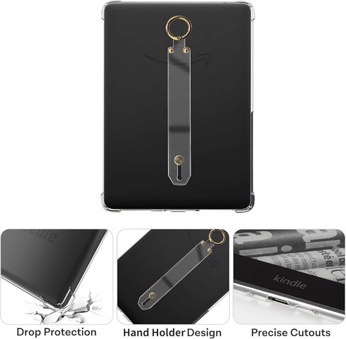 Clear Case for Kindle Paperwhite 11th Generation 2021 & Signature Edition 6.8" with Hand Strap, Lightweight Slim Silicone Could DIY Back Cover, Shockproof & Reinforced Corners in Kuwait