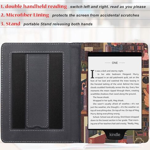 حافظة UMUBUHOMS لجهاز Kindle Paperwhite مقاس 6 بوصات (الجيل العاشر/السابع/السادس من الجيل الخامس وجميع أجيال Paperwhite مقاس 6 بوصات من 2012 إلى 2018) مزودة بخاصية النوم/الاستيقاظ التلقائي وحمل مزدوج باليد (المكتبة العامة) in Kuwait