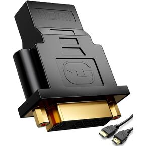 محول PANPEO DVI إلى HDMI، محول DVI أنثى إلى HDMI أنثى ثنائي الاتجاه DVI-I 24+5 منفذ مطلي بالذهب، يدعم 1080P، ثلاثي الأبعاد لـ PS3، PS4، صندوق التلفزيون، Blu-ray، جهاز العرض، HDTV - كابل HD متضمن in Kuwait