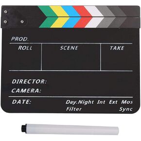 DAUERHAFT Acrylic Clapperboard,Director's Scene Acrylic Clapperboard with Pen, Waterproof Clapperboard, Film Cutting Accessory,for TV Movie(Black) in Saudi Arabia