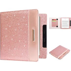 DMLuna Kindle Oasis Case, Fits 10th Generation 2019 and 9th Generation 2017, 7″, Premium Protective Durable Lightweight PU Leather Cover with Auto Sleep Wake, Card Slot, Hand Strap, Glitter Rose Gold in Kuwait