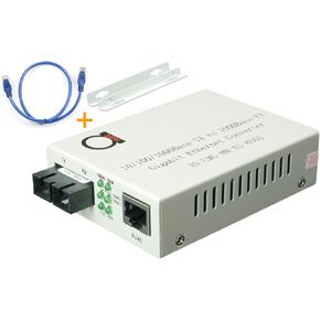 Multimode SC 850nm Gigabit Fiber Media Converter - Built-in SC Fiber Module 550m (0.34 Miles) – to UTP Cat5e Cat6 10/100/1000 RJ-45 – Auto Sensing Gigabit | Fast Ethernet Speed - Jumbo Frame - LLF