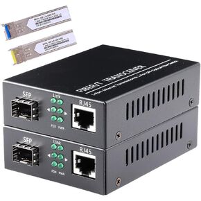 2 حزمة من أجهزة إرسال واستقبال الألياف، 1.25 جيجا/ثانية Bidi Gigabit محول وسائط إيثرنت من الألياف أحادي الوضع مع 2 قطعة Bidi SFP LC وحدة متضمنة، 10/100/1000Base-Tx إلى 1000Base-SX SMF RJ45 إلى فتحة SFP تصل إلى 30KM in Kuwait