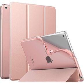 حافظة MoKo تناسب iPad الجديد الجيل التاسع/الثامن/السابع مقاس 10.2 بوصة (2021/2020/2019)، غطاء حامل ذكي خفيف الوزن مع واقي خلفي شفاف من مادة TPU، مع خاصية التنبيه/السكون التلقائي، ذهبي وردي in Kuwait