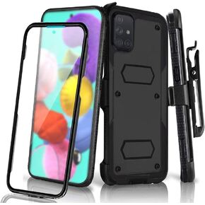 Compatible with Samsung Galaxy A15 5G Case, Holster Phone Case with Built-in Screen Protector Swivel Belt Clip Heavy Duty Full Body Protection Shockproof Kickstand Cover for Outdoor Sports