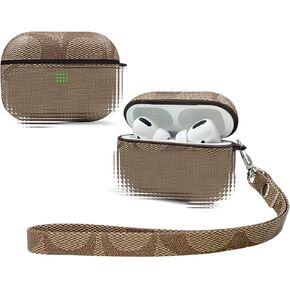 Case for AirPods Pro Case,Fashion Luxury PU Shockproof Anti-Slip Protective Cover Accessories Set for Airpod Pro Charging Case with Keychain(Brown) in Kuwait