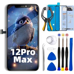 مجموعة استبدال الشاشة SIMDOG لهاتف iPhone 12 Pro Max مقاس 6.7 بوصة، شاشة LCD عالية الدقة بالكامل محول رقمي لشاشة تعمل باللمس ثلاثية الأبعاد مجموعة كاملة + أدوات إصلاح + واقي شاشة in Kuwait