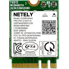 NETELY IEEE 802.11AC WiFi 5 NGFF M2 Interface 600Mbps WiFi Adapter with Bluetooth 4.0 for Laptop PCs and Desktop PCs, NGFF M2 Wi-Fi Card, OEM Lenovo FRU PN: 00JT477 M2 WiFi Card (QCNFA435)