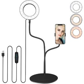 ضوء حلقة Oldshark مع طباعة على الوجهين، ضوء حلقة لمكتب الكمبيوتر مقاس 6 بوصات مع حامل وحامل هاتف، ضوء حلقة للكمبيوتر المحمول لمؤتمرات الفيديو/مكالمات الفيديو عبر الإنترنت/المكياج/تسجيل الفيديو/البث المباشر in Kuwait