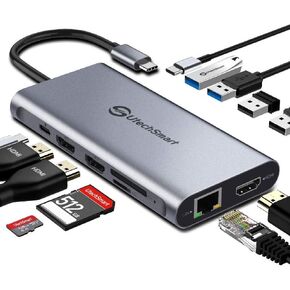 DisplayLink Docking Station, UtechSmart 14 in 1 Laptop USB C Docking Station Triple Monitors, Universal for MacBook and Windows,USB C Dock with USB-A & USB-C Cable, 2HDMI, VGA, 4USB-A in Kuwait