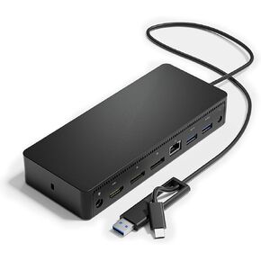 محطة إرساء عالمية D6000، USB 3.0 وUSB C محطة إرساء عرض ثلاثية 4K أو مفردة 5K مع منفذي عرض وHDMI لنظام التشغيل Windows وMac (DP HDMI USB 3.5 مم RJ45 DC006) in Kuwait