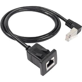 CERRXIAN 6.56FT 90 درجة RJ45 ذكر إلى أنثى مدمج بإبزيم لوحة داش جبل CAT5E كابل تمديد إيثرنت (UP-2m) in Saudi Arabia