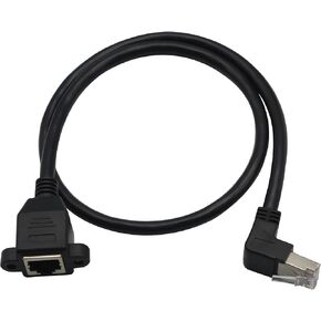 GINTOOYUN Panel Mount RJ45,RJ45 Male to Female 90 Degree Screw Panel Mount CAT6/5e/5 Shielded Network LAN Extender Cord Connector (Angled Down) in Saudi Arabia