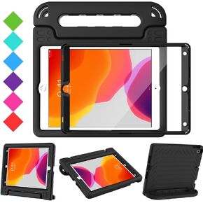 BMOUO Kids Case for iPad 9th/8th/7th Generation (10.2 inch, 2019/2018/2017) - with Screen Protector, Shockproof Light Weight Convertible Handle Stand Kids Case for iPad 10.2 (9th/8th/7th Gen),Black in Saudi Arabia